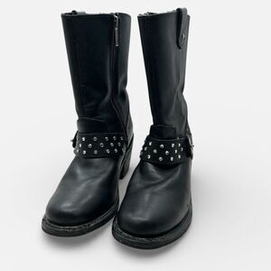 Harley-Davidson Women's Black Leather Harness Boots Macie Moto Y2k 7.5 Biker